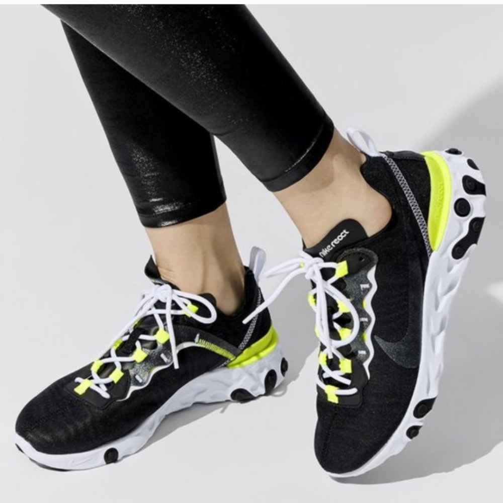 Nike Black and Neon Yellow Athletic Running Sneakers